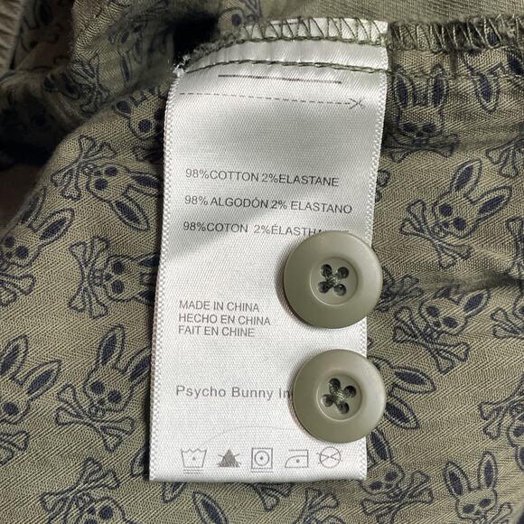 Psycho Bunny Mens 40 Cargo Shorts Olive Green Elastic Waist w/Orange Drawstring - Picture 14 of 15